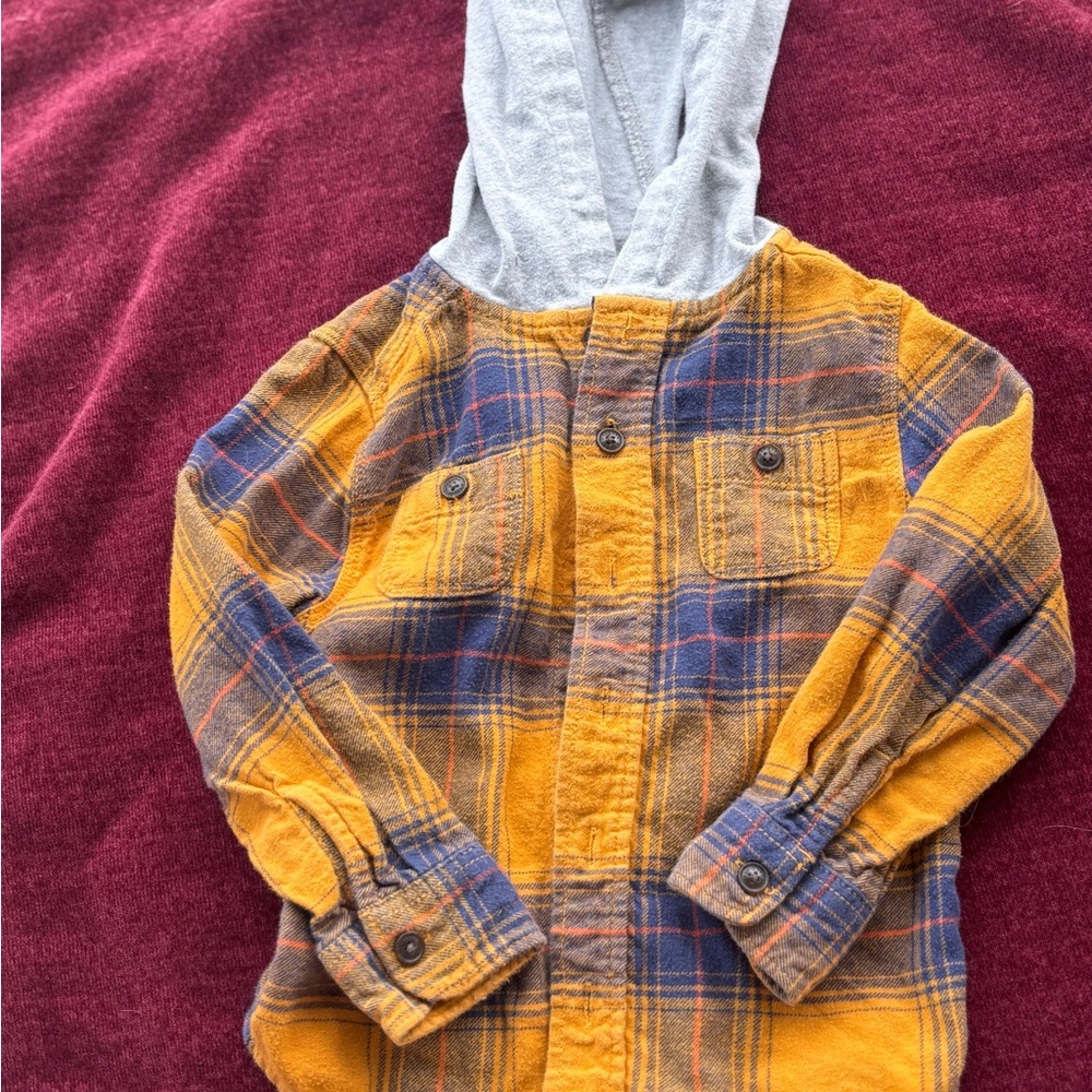 OshKosh B'gosh Yellow and Blue Plaid Hoodie